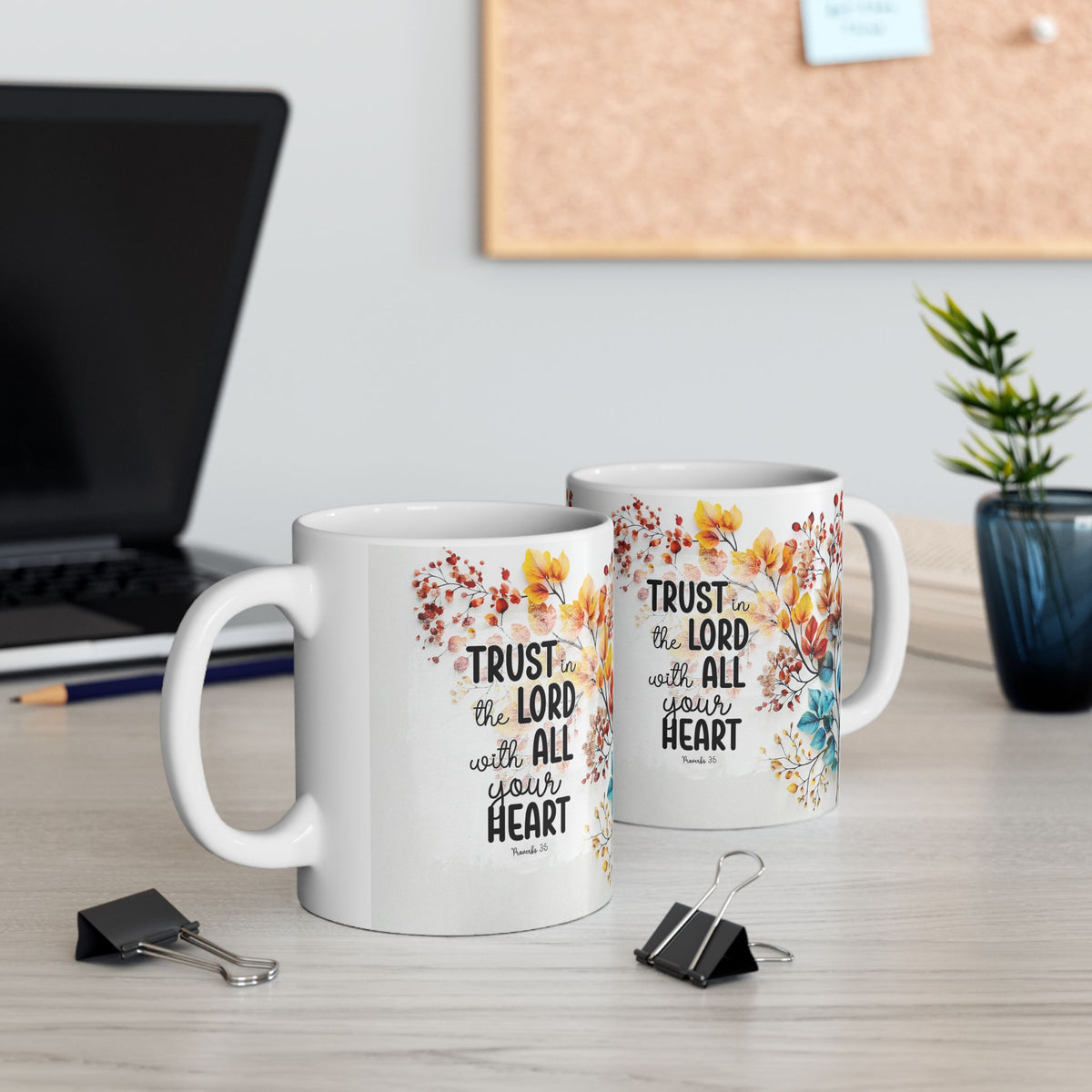 Trust in the Lord Scripture Mug | Floral Faith Coffee Cup