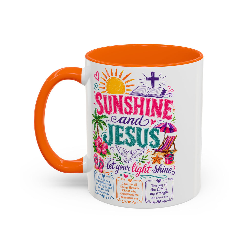 Sunshine and Jesus Coffee Mug — Faith-Inspired Beach Vibe Accent Mug (11/15oz)