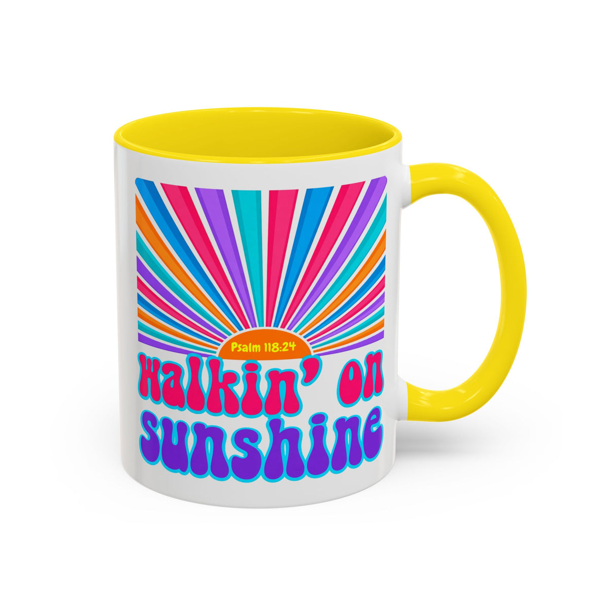 Coffee Mug — "Walkin' on Sunshine" Retro Psalm 118:24 Accent Mug