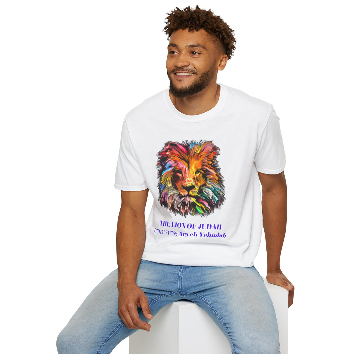 Lion of Judah Colorful Lion T-Shirt — "The Lion of Judah / Aryeh Yehudah" Graphic Tee