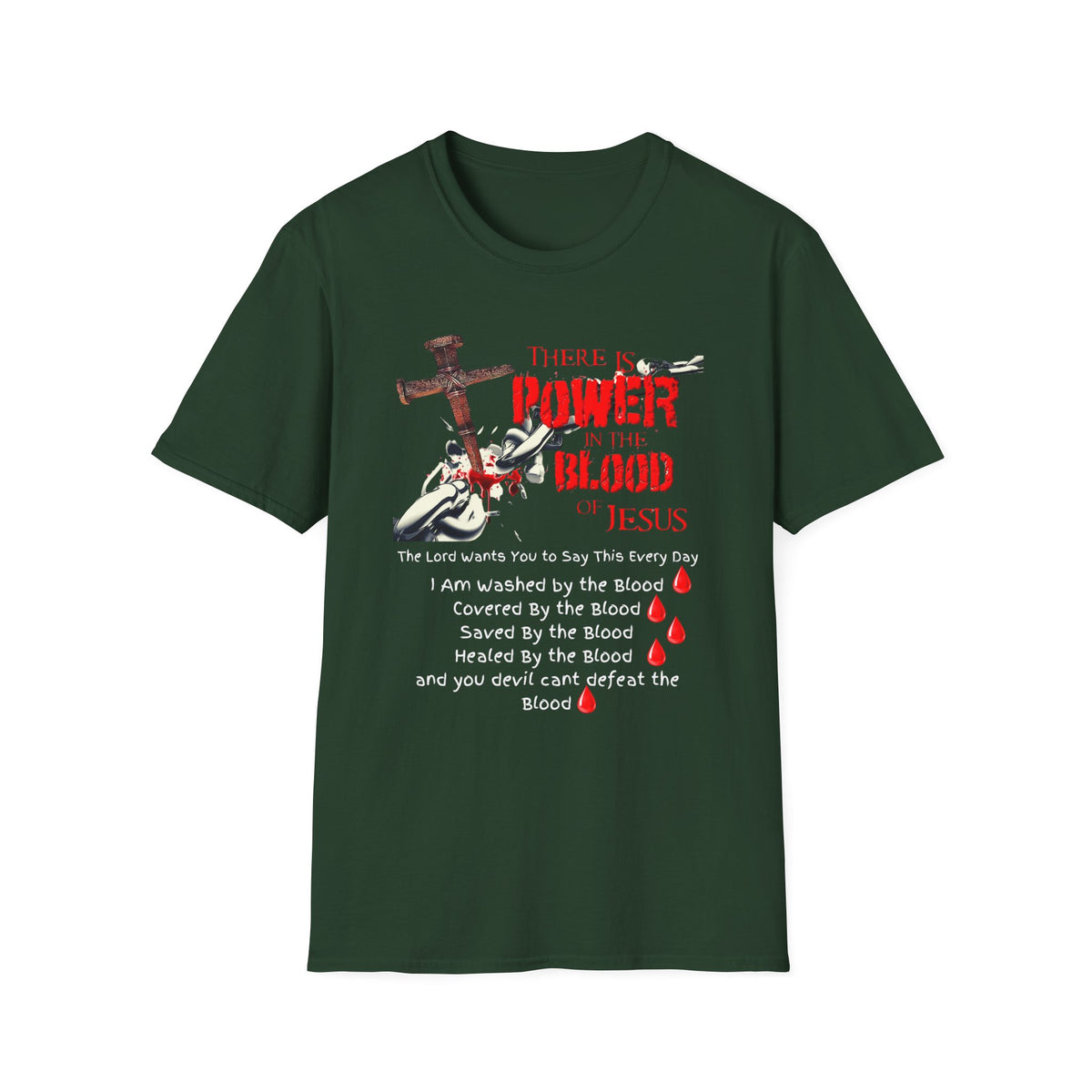 There's Power in the Blood of Jesus T-Shirt — Christian Cross Faith Shirt (Washed by the Blood)