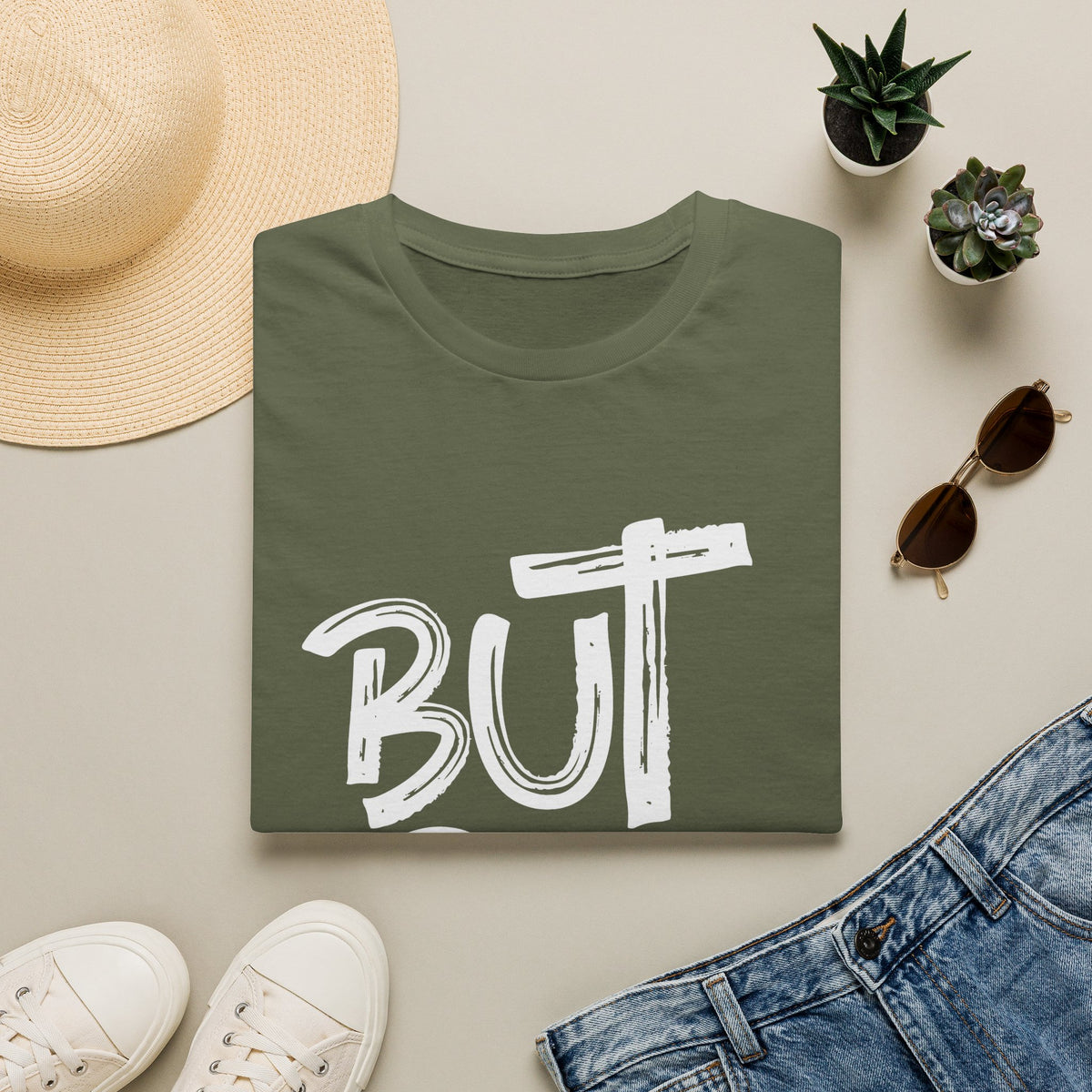 But GOD - Mens and Womans  Softstyle T-Shirt