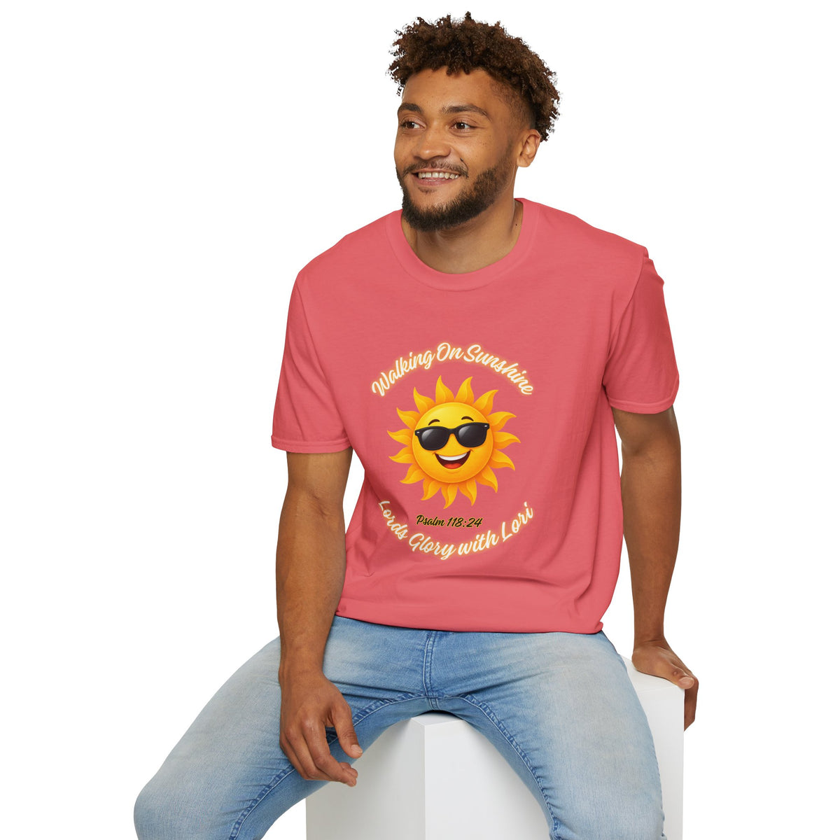 Sunshine Smiles T-Shirt — Sunglasses Sun with Psalm 118:24 Inspirational Tee