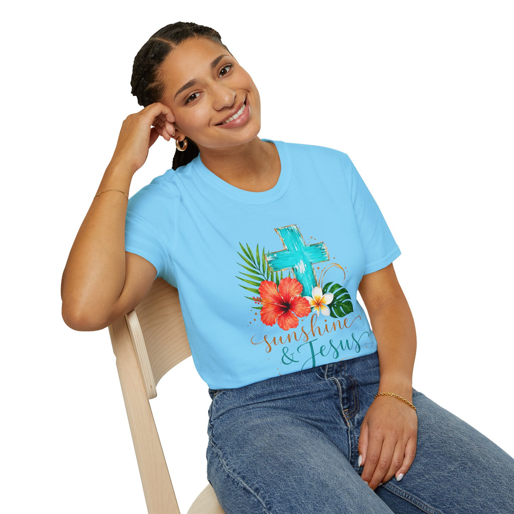 Sunshine & Jesus T-Shirt — Tropical Cross Christian Tee