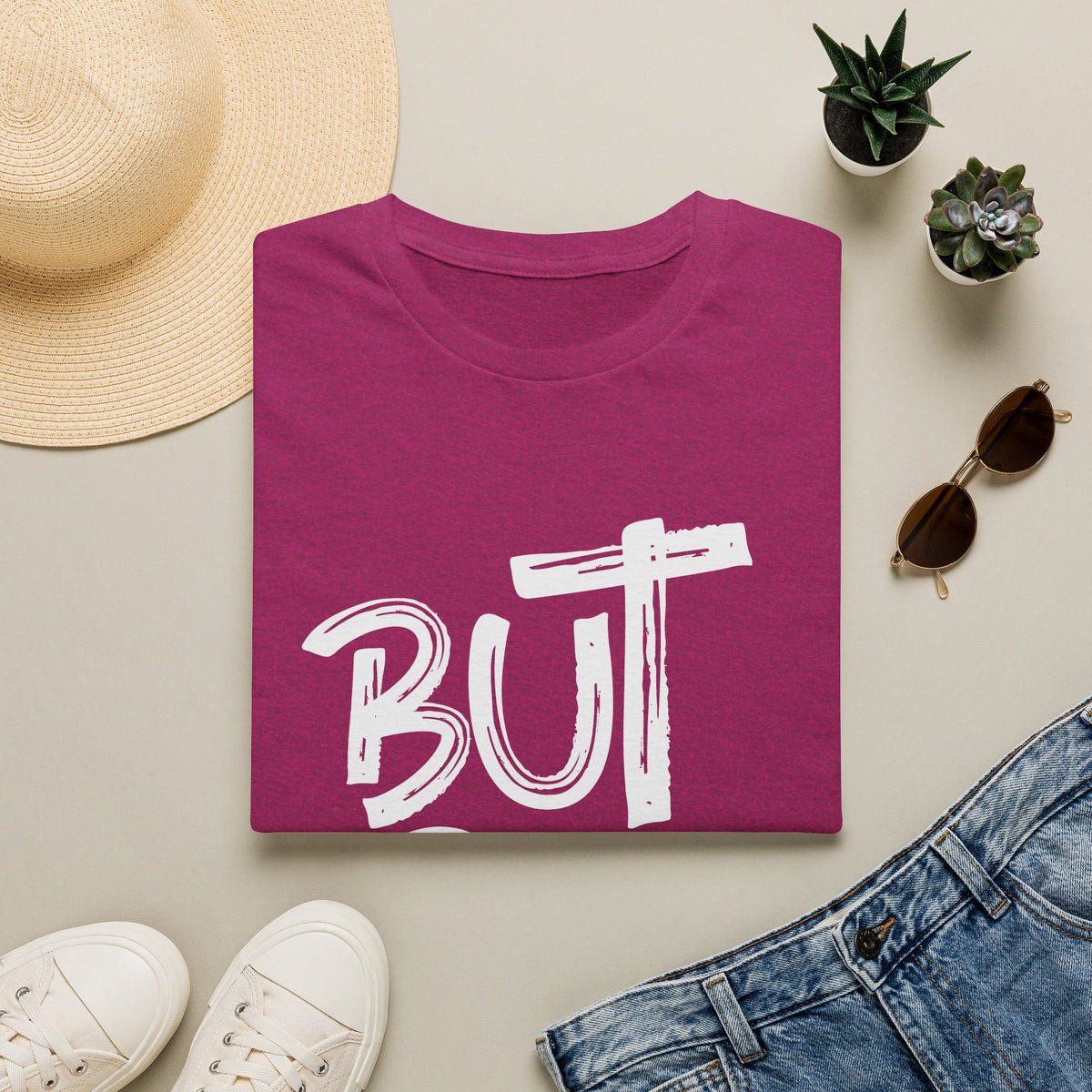 But GOD - Mens and Womans  Softstyle T-Shirt