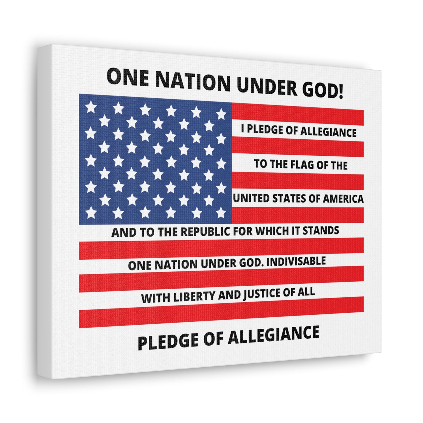 One Nation Under GOD Pledge of Allegiance Canvas Gallery Wraps