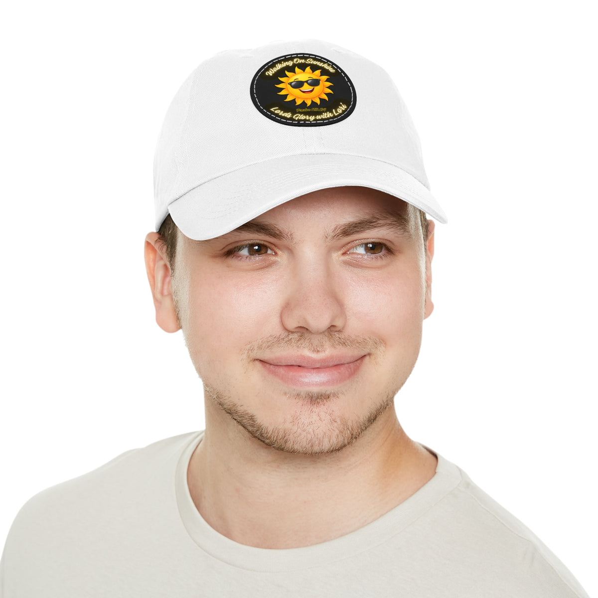 Sunshine Smiles Dad Hat — Round Leather Patch ‘Always Brighter’
