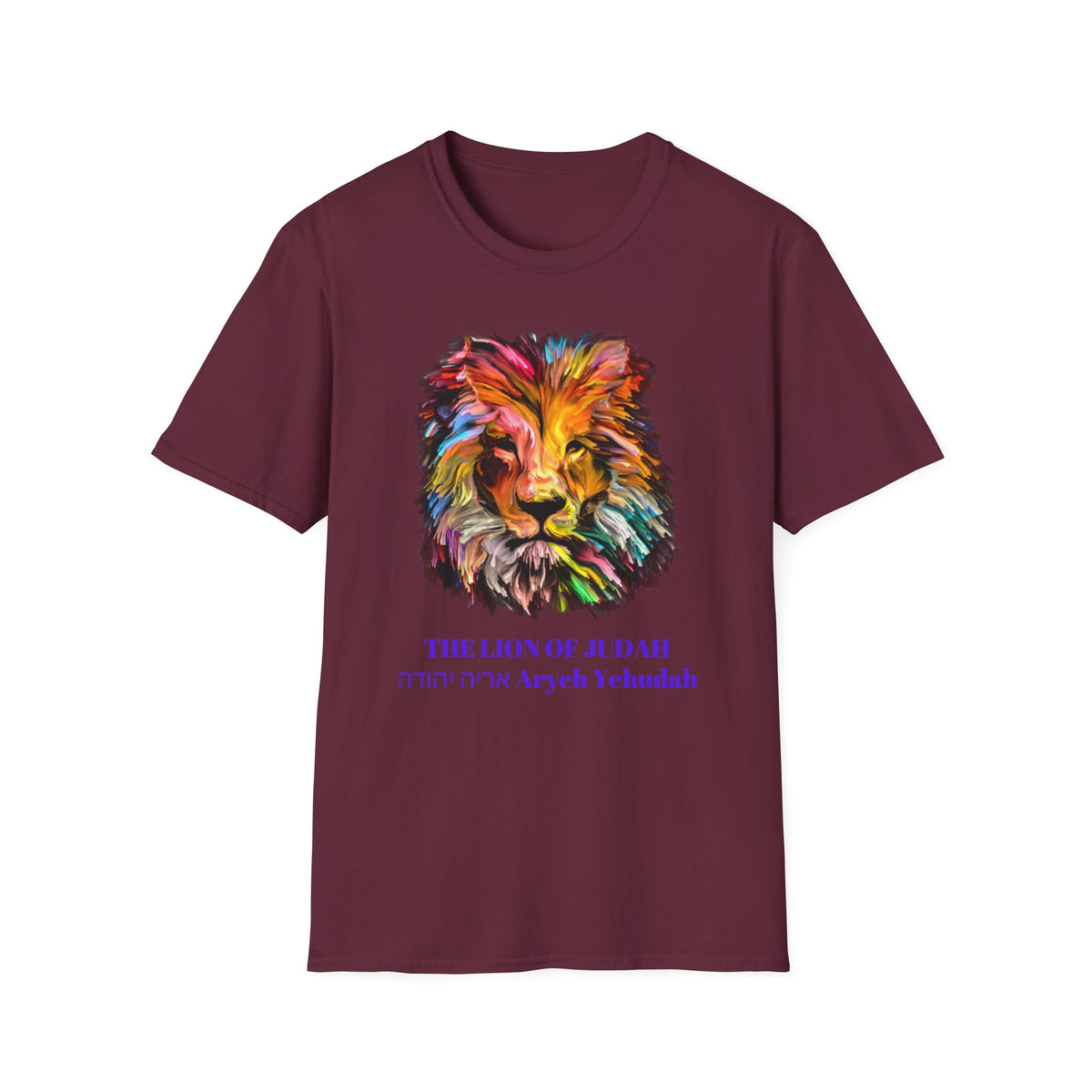 Lion of Judah Colorful Lion T-Shirt — "The Lion of Judah / Aryeh Yehudah" Graphic Tee