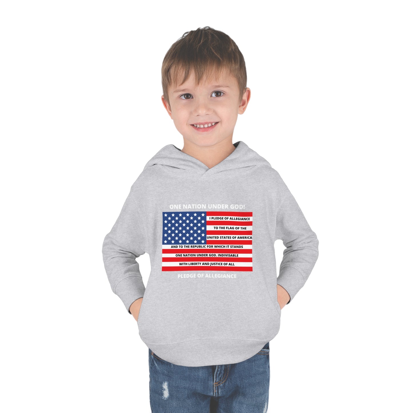 One Nation Under GOD Pledge of Allegiance Toddler Pullover Fleece Hoodie