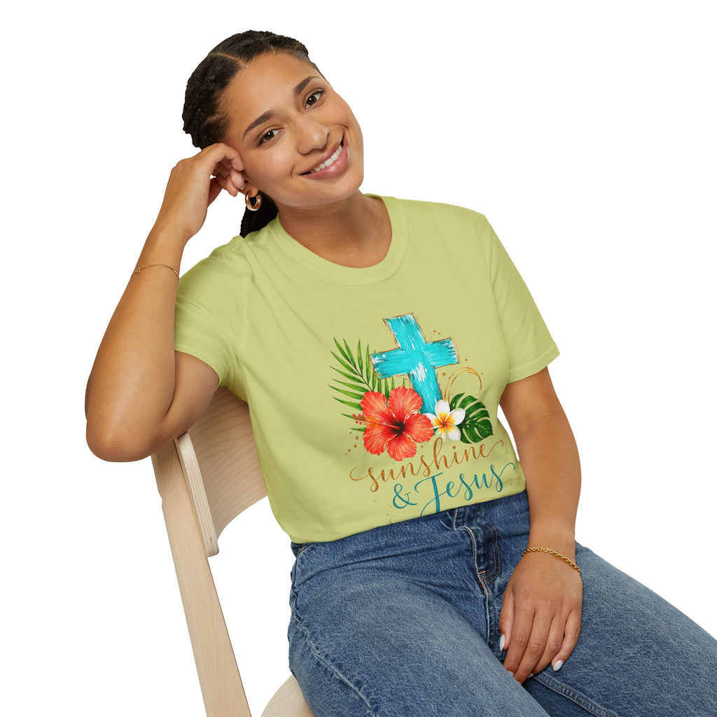 Sunshine & Jesus T-Shirt — Tropical Cross Christian Tee