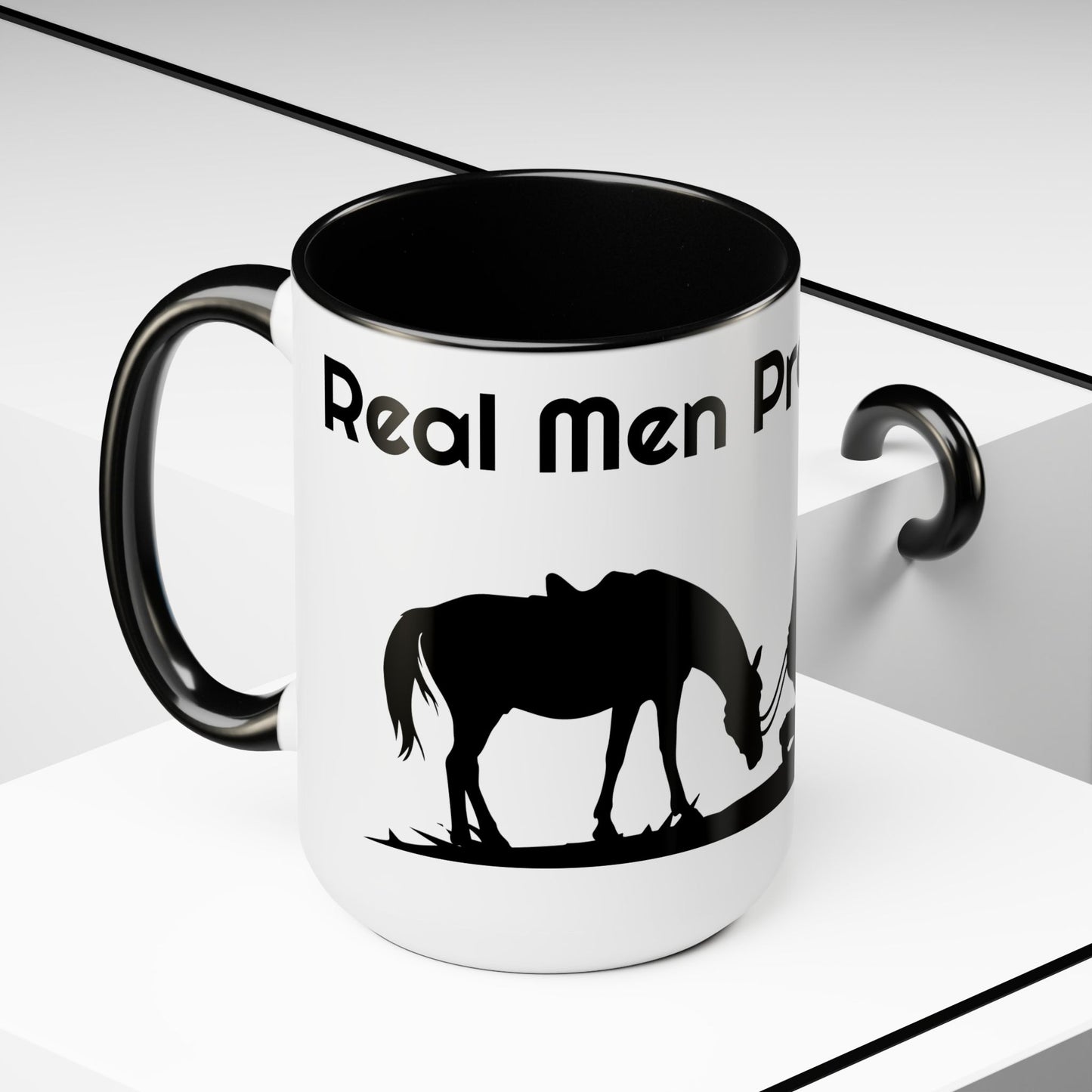 Real Men Pray! Two-Tone Coffee Mugs, 15oz