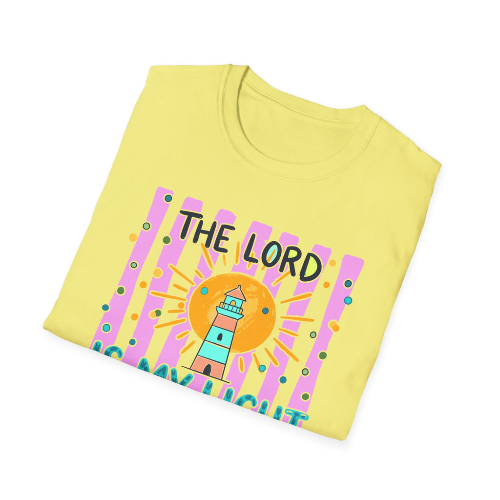 The Lord Is My Light Lighthouse Christian T-Shirt — Psalm 27:1  Inspirational Tee