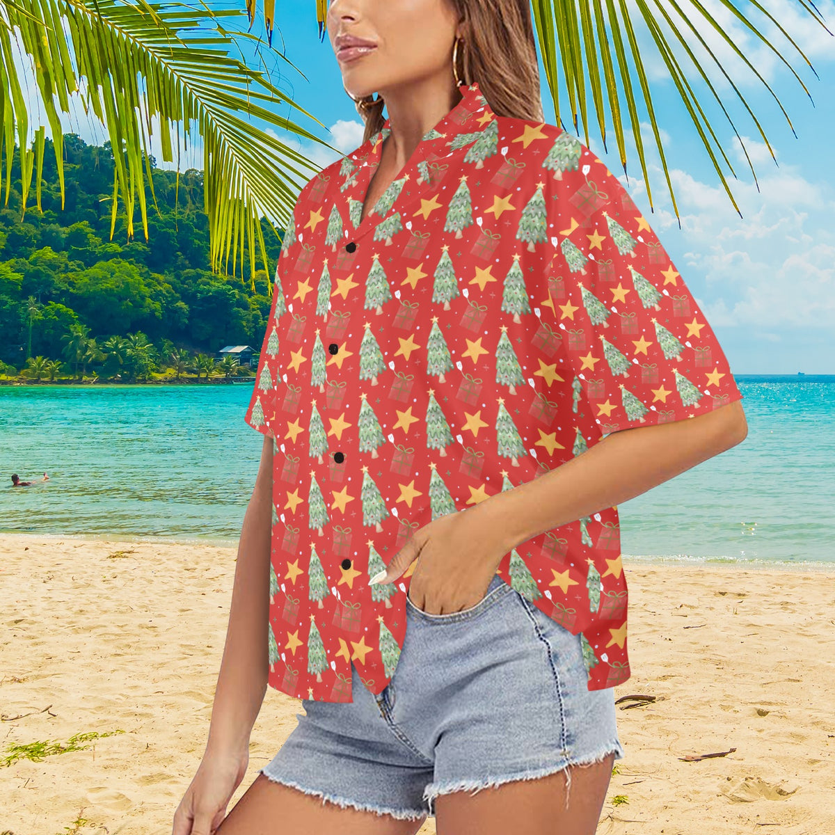 Women's All Over Print Christmas Shirt Made in USA