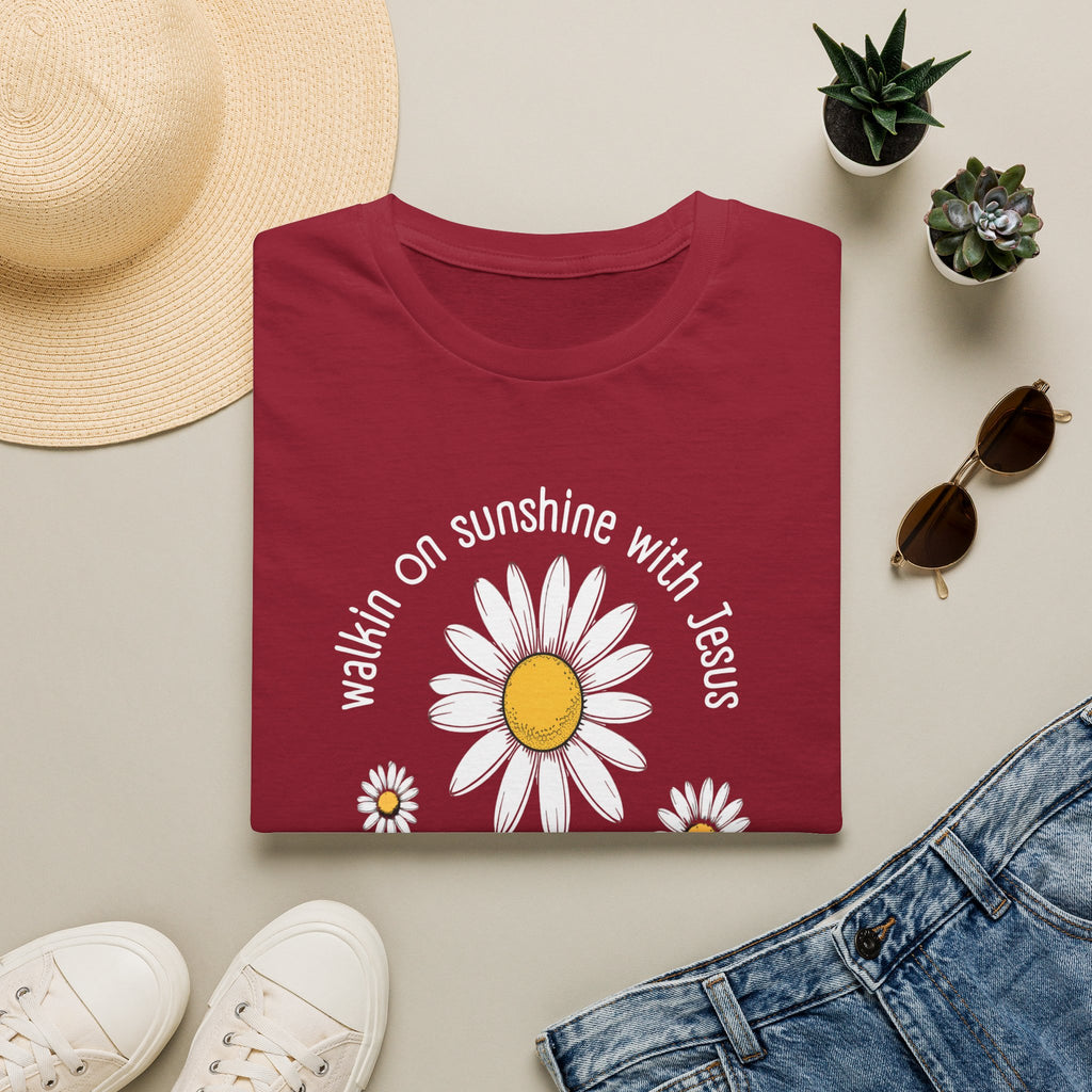 Be the Sunshine Daisy T-Shirt — "Walkin' on Sunshine with Jesus" Christian Tee (Psalm 118:24)