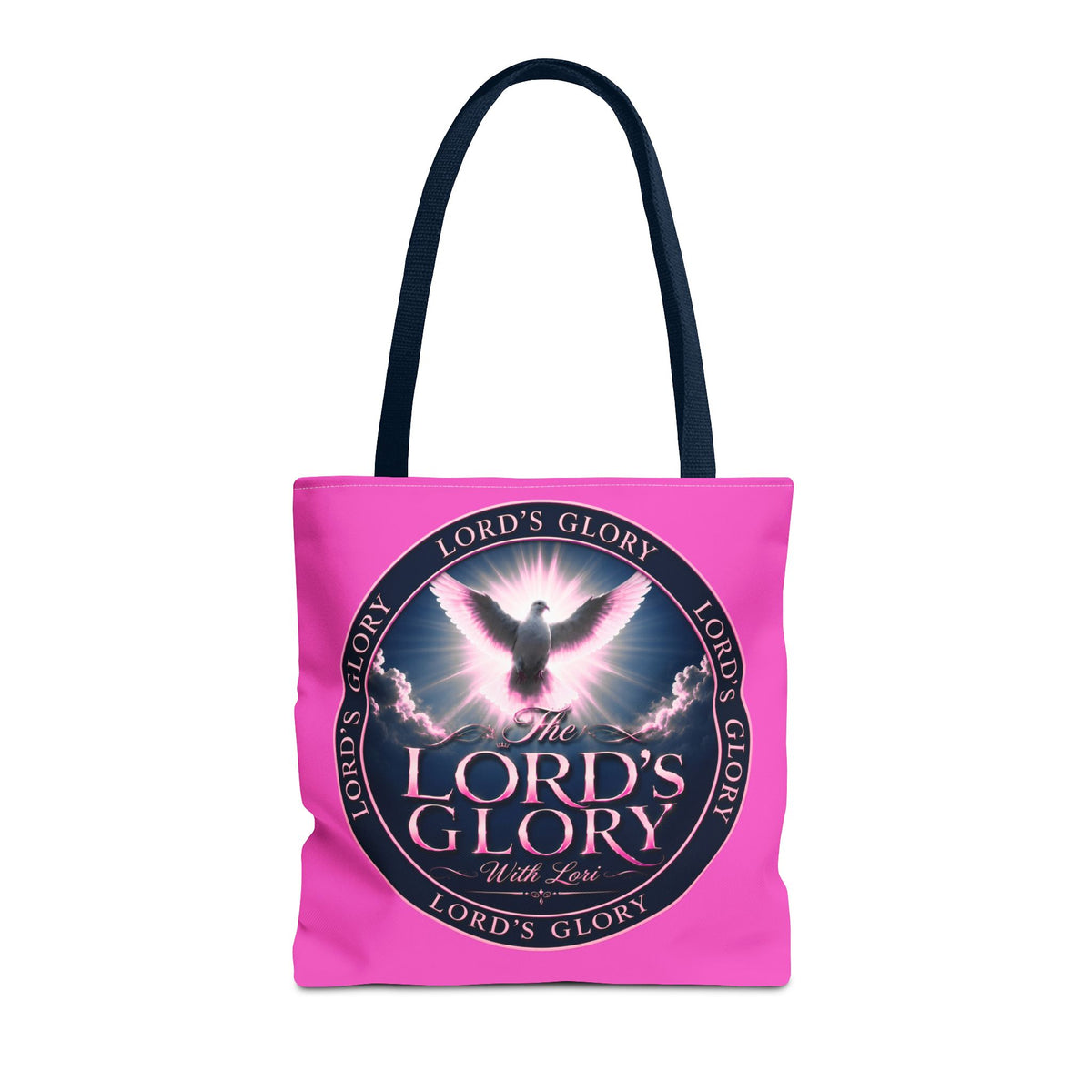 Religious Tote Bag - "The Lord's Glory with Lori" Pink All-Over-Print Christian Tote