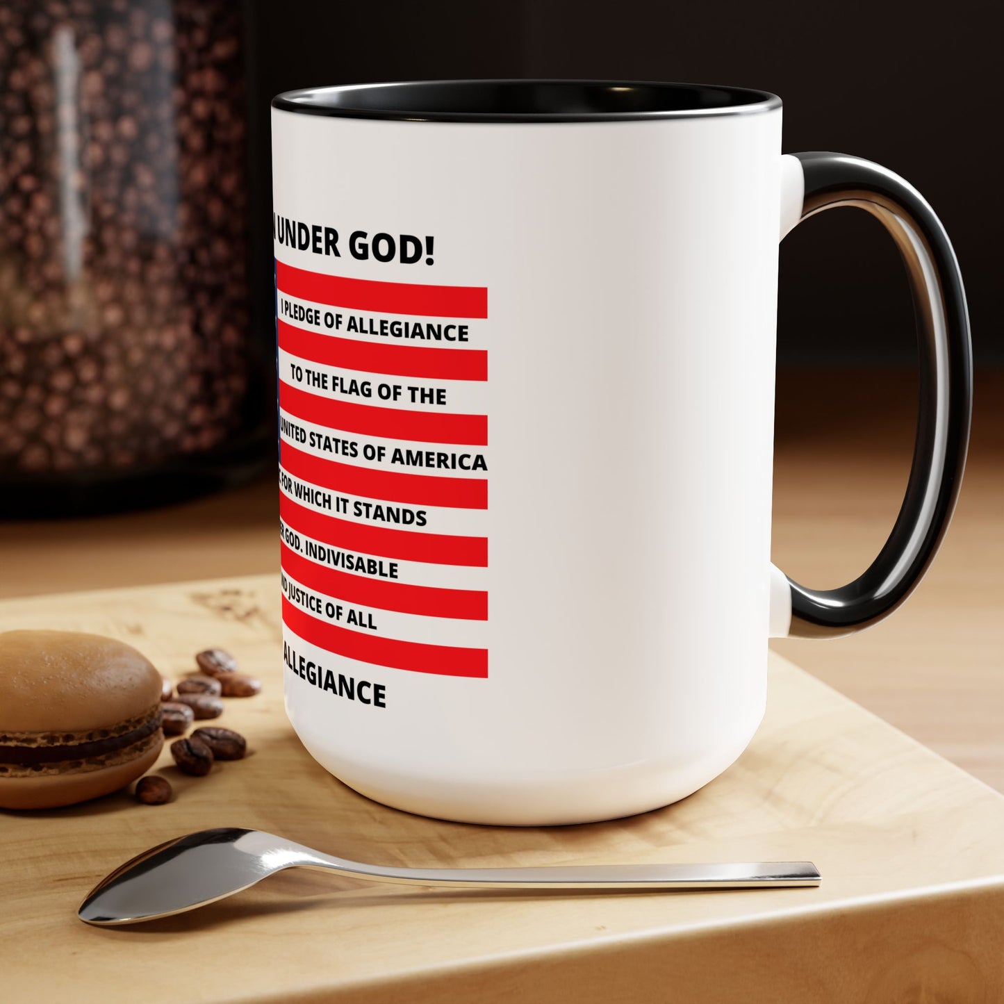 Pledge of Allegiance One Nation under GOD! Two-Tone Coffee Mugs, 15oz