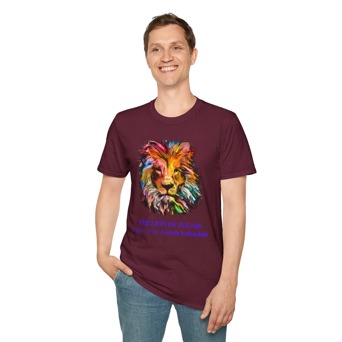 Lion of Judah Colorful Lion T-Shirt — "The Lion of Judah / Aryeh Yehudah" Graphic Tee