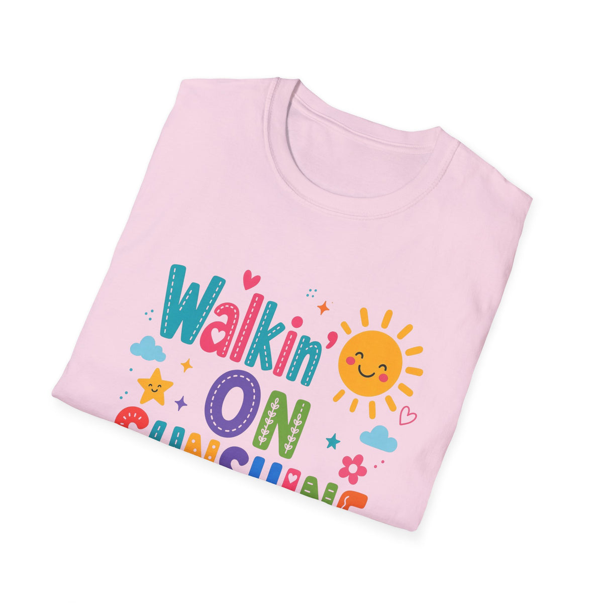 T-Shirt — "Walkin' on Sunshine" Bright Retro Sun Graphic Tee ‭‭Psalms‬ ‭118‬:‭24‬ ‭