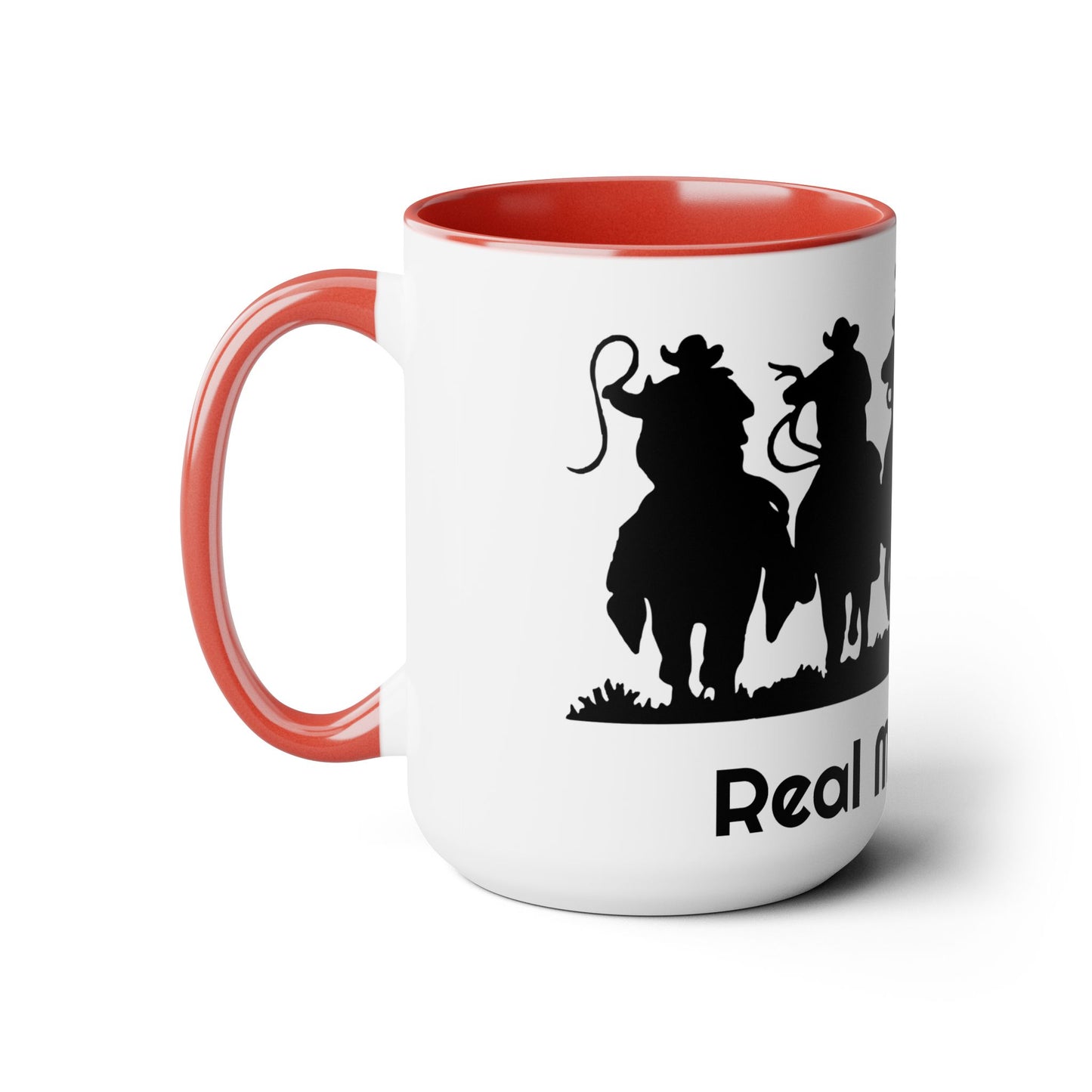 Real Men Pray - Two-Tone Coffee Mugs, Cowboys 15oz