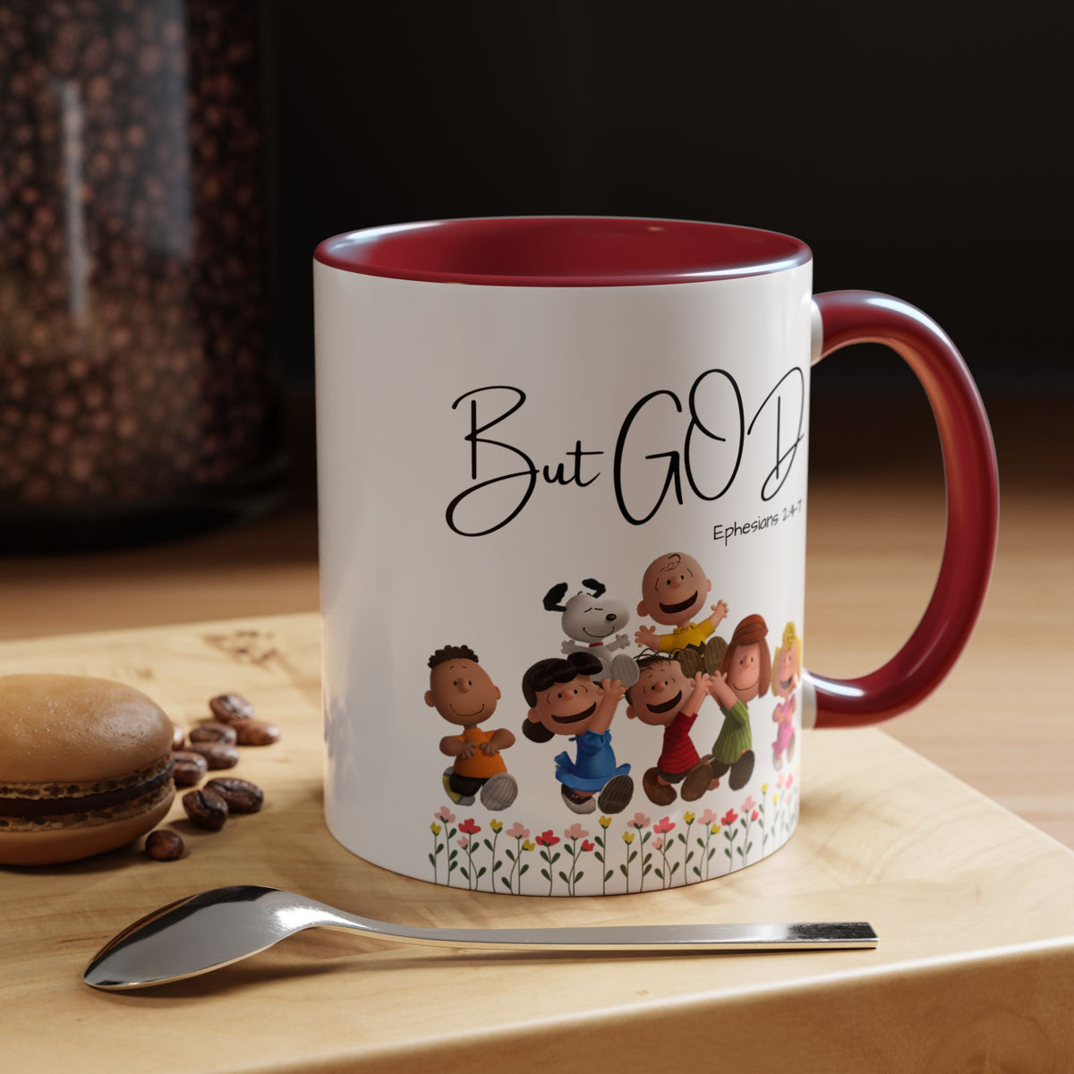 But God Scripture Coffee Mug — Genesis 50:20 Inspirational Heart Accent Mug (11/15oz)