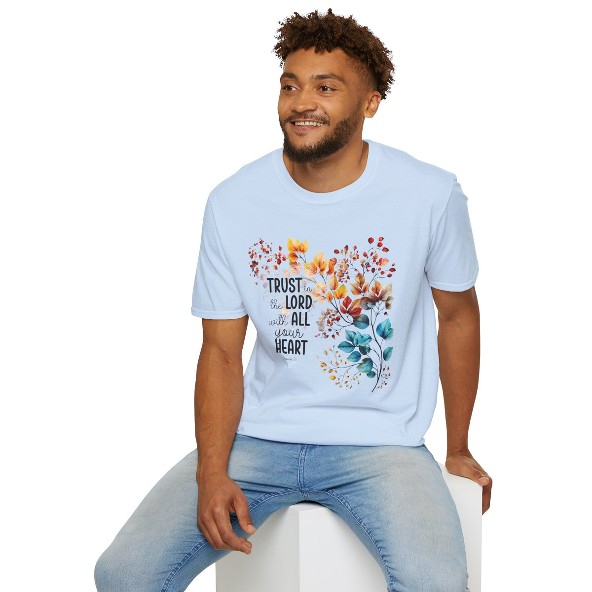 Trust the Lord with All Your Heart T-Shirt | Floral Scripture Design