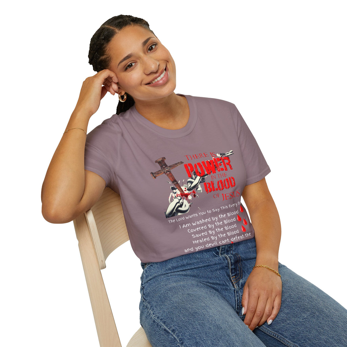 There's Power in the Blood of Jesus T-Shirt — Christian Cross Faith Shirt (Washed by the Blood)