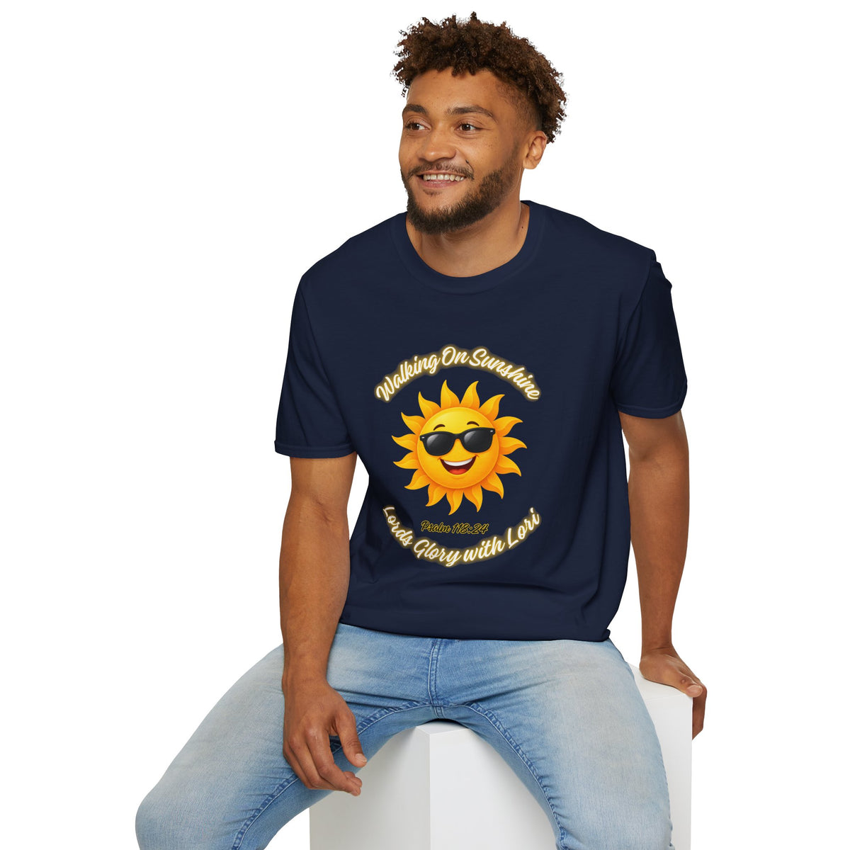 Sunshine Smiles T-Shirt — Sunglasses Sun with Psalm 118:24 Inspirational Tee