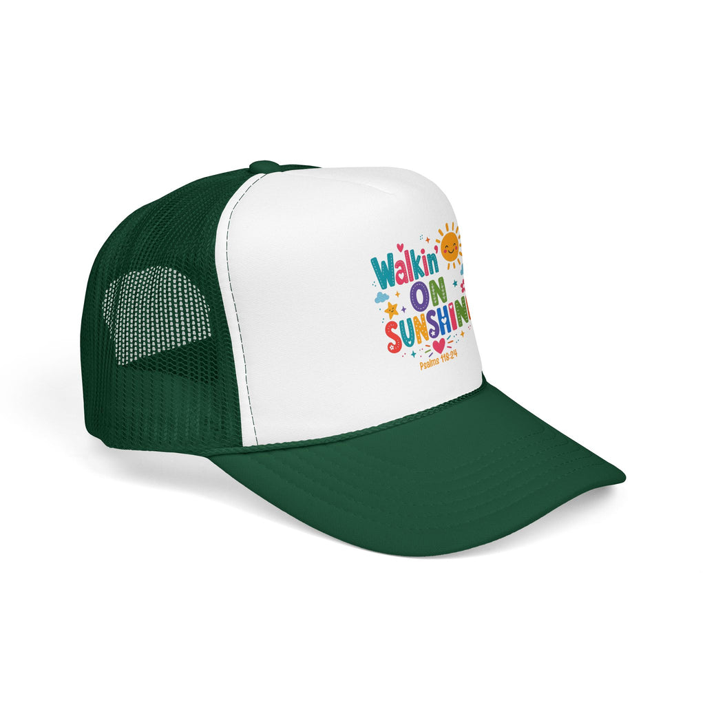 Walkin' on Sunshine Foam Trucker Hat — Retro Colorful Sunshine Design Psalm 118:24