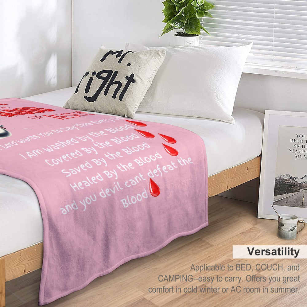 There's Power in the Blood of Jesus Custom super soft blanket Made in USA