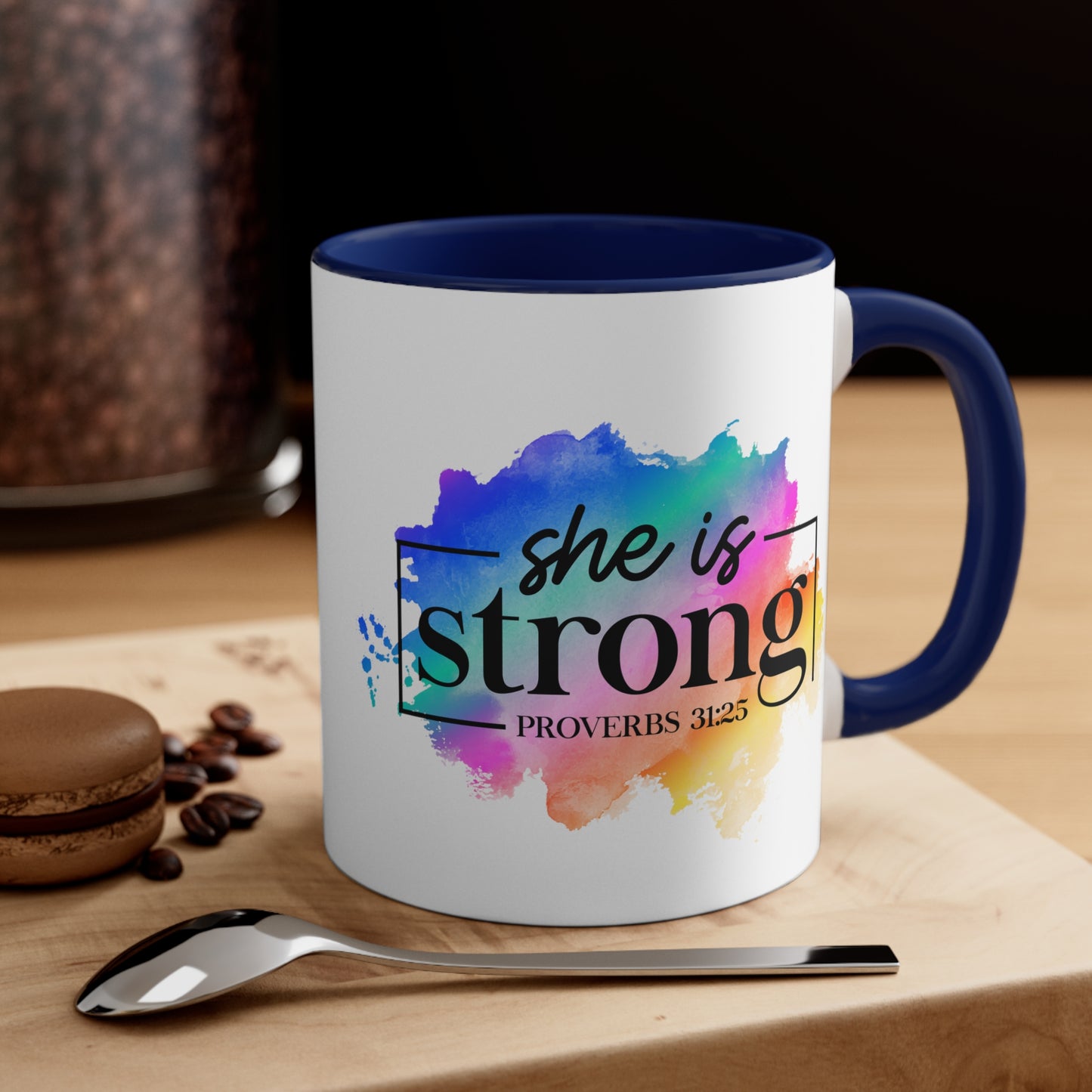 SHE IS STRONG - 5 Colors Accent Coffee Mug, 11oz