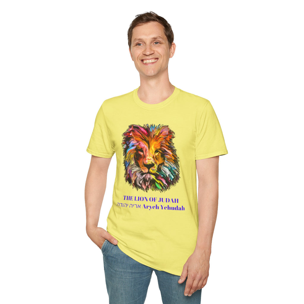 Lion of Judah Colorful Lion T-Shirt — "The Lion of Judah / Aryeh Yehudah" Graphic Tee