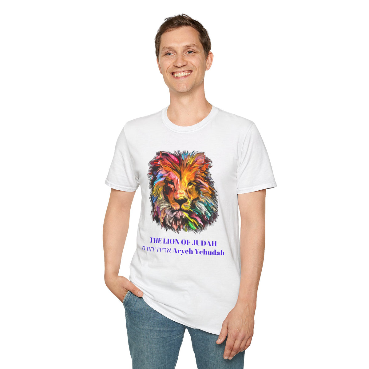 Lion of Judah Colorful Lion T-Shirt — "The Lion of Judah / Aryeh Yehudah" Graphic Tee