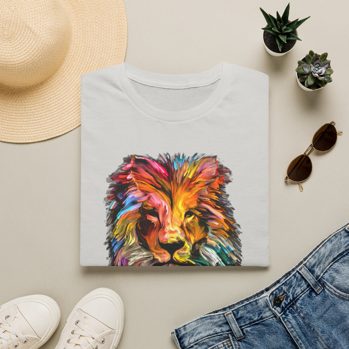 Lion of Judah Colorful Lion T-Shirt — "The Lion of Judah / Aryeh Yehudah" Graphic Tee