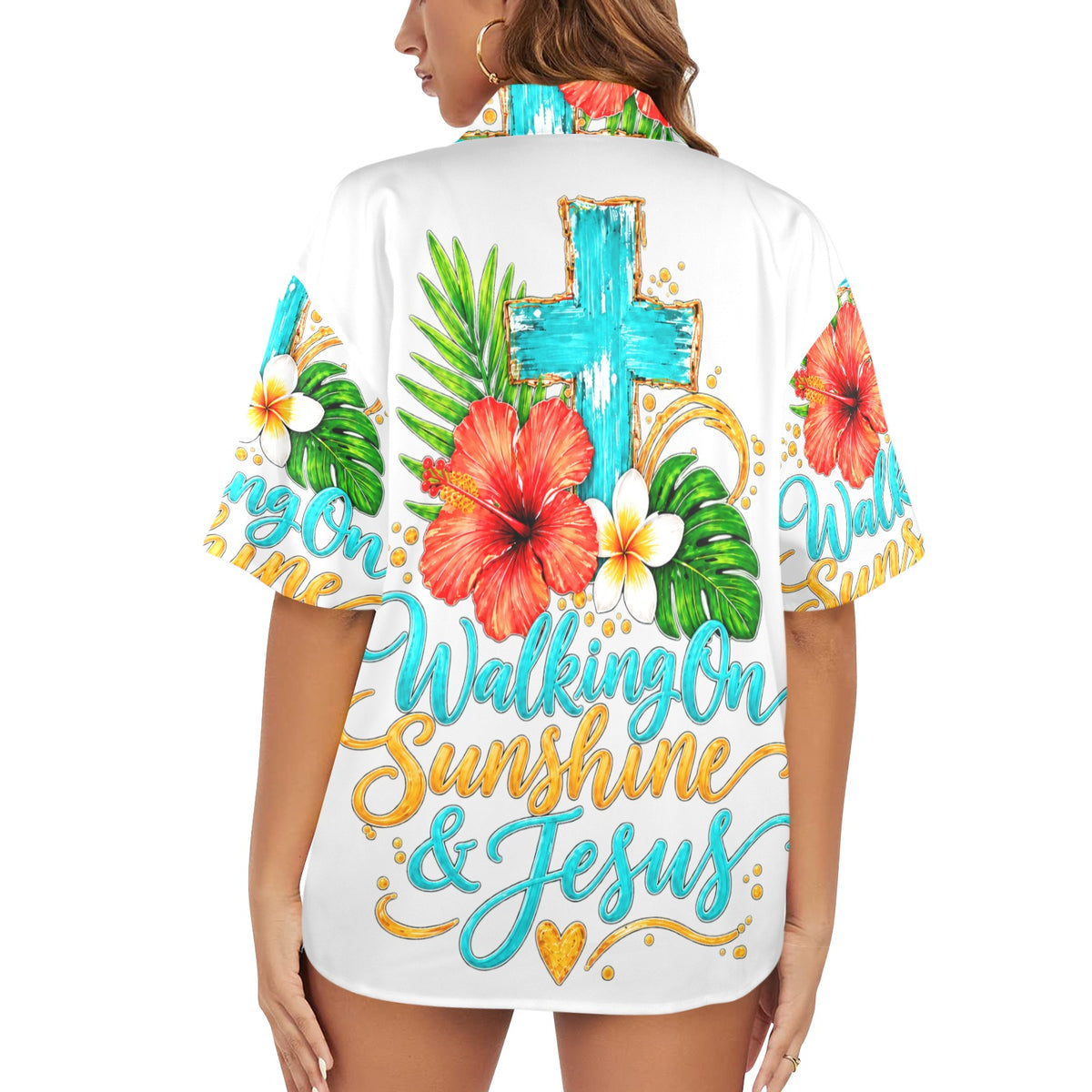 Women's All Over Print Hawaiian Shirt （Made in USA，Ships to USA Only）