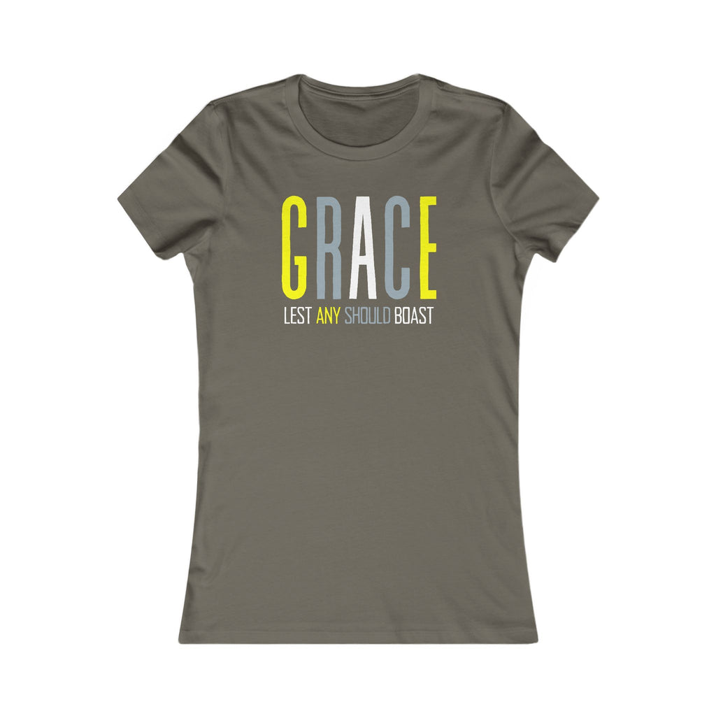 Grace Lest Any Should Boast Womens Tee Shirt, Christian Faith T-Shirt, Inspirational Graphic Top, Religious Womens Clothing,