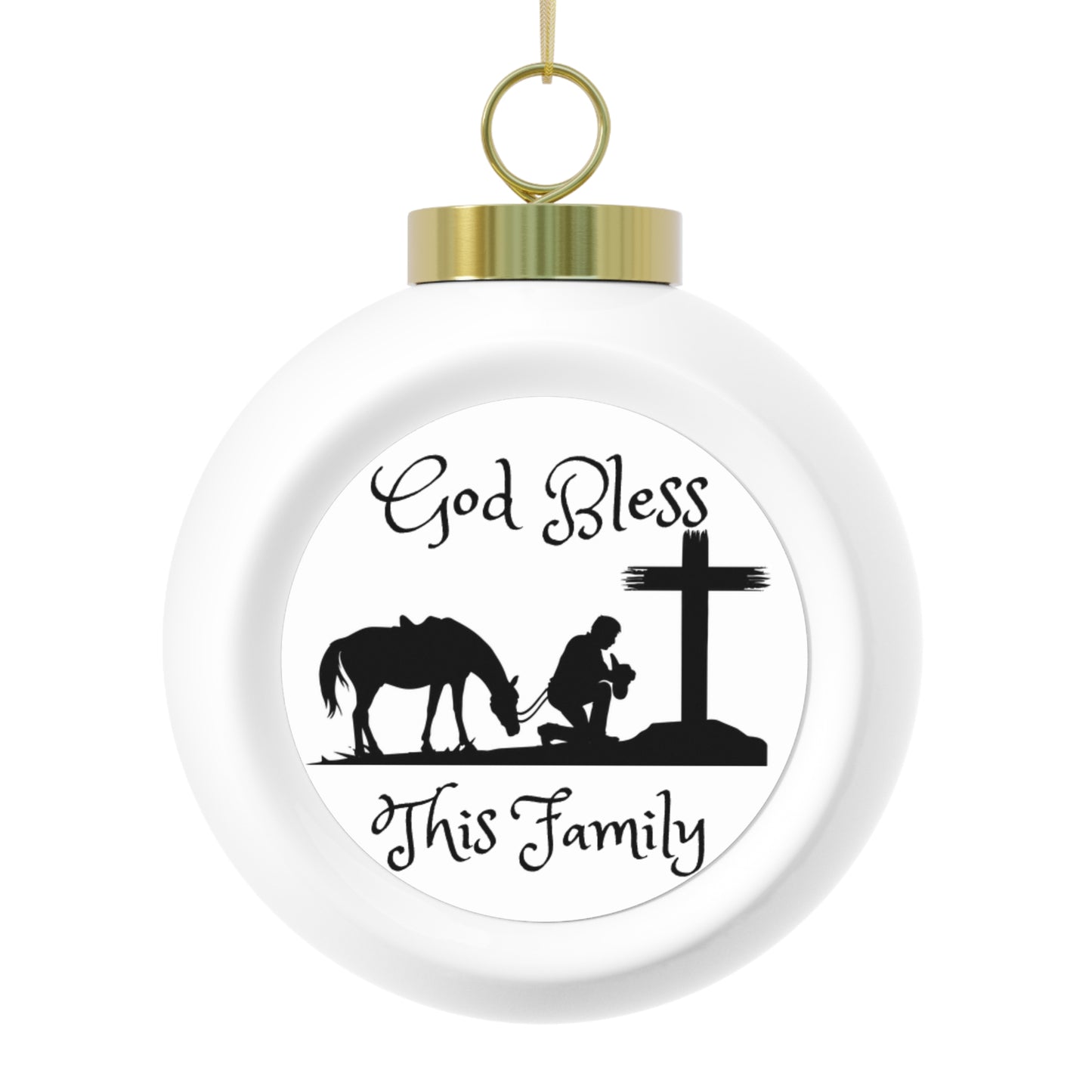 GOD Bless This Family - Christmas Ball Ornament