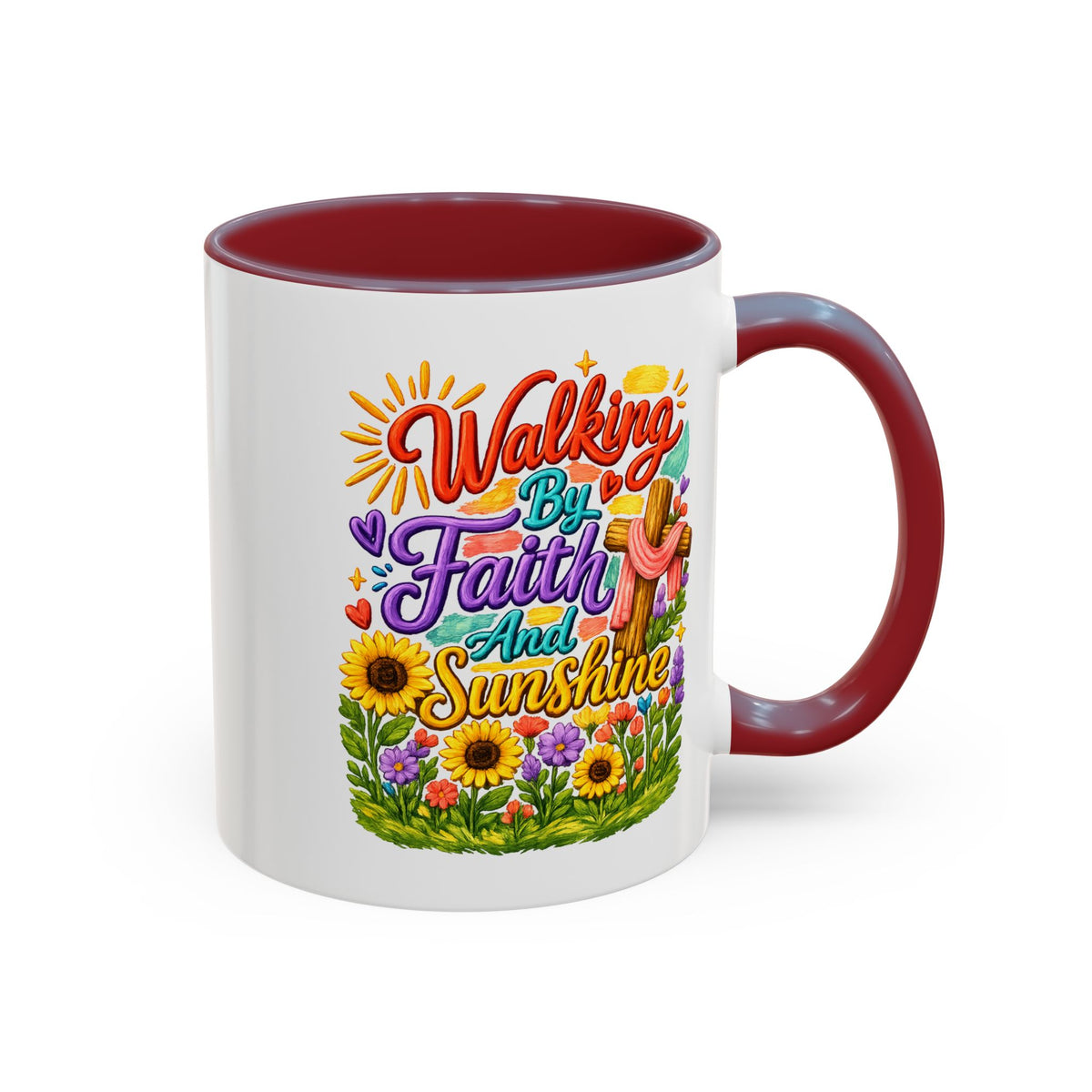 Walking by Faith and Sunshine Inspirational Coffee Mug