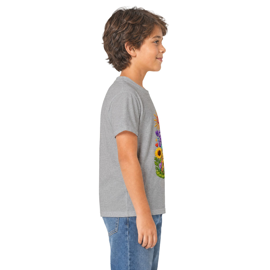 Kids T‑Shirt – "Walking by Faith and Sunshine" Colorful Floral Tee