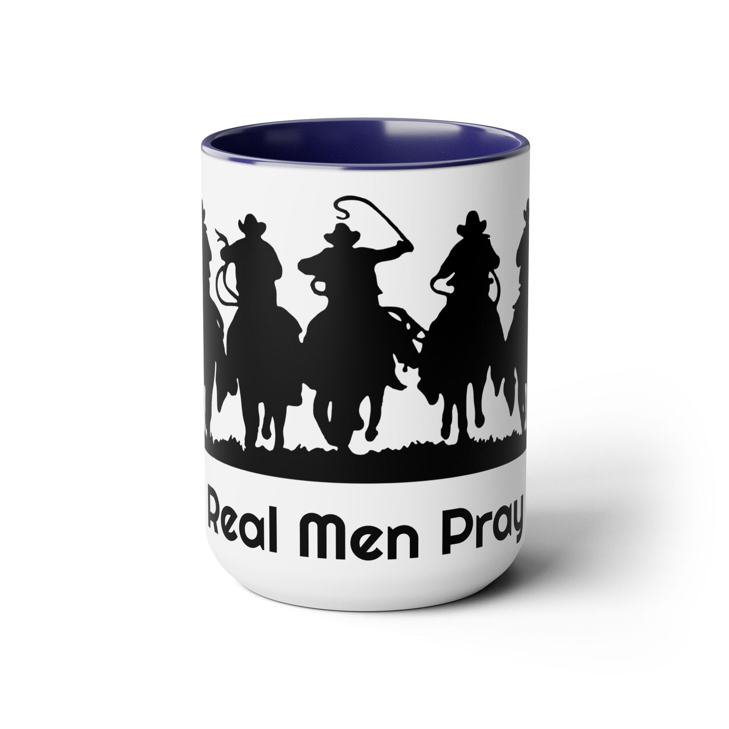 Real Men Pray - Two-Tone Coffee Mugs, Cowboys 15oz