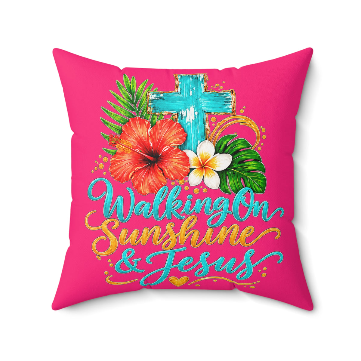 Walking on Sunshine Faux Suede Square Pillow
