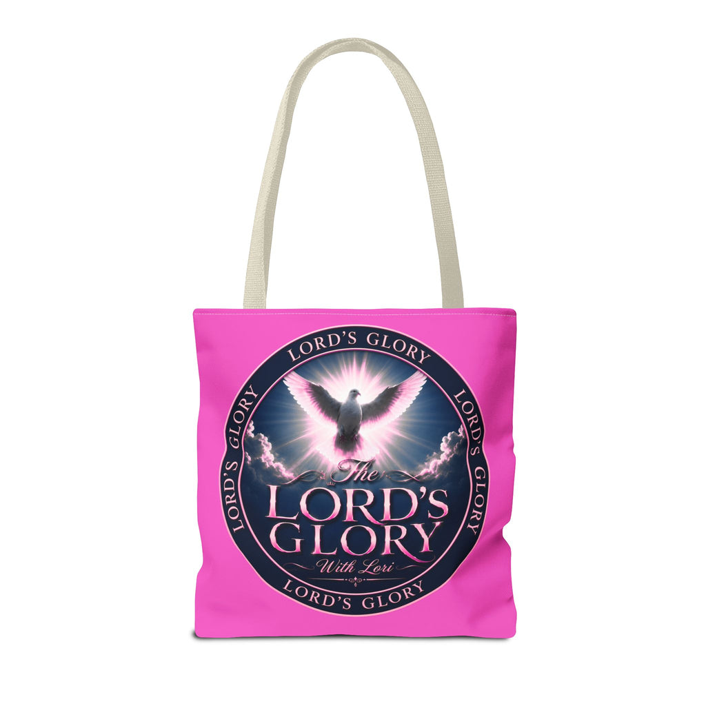Religious Tote Bag - "The Lord's Glory with Lori" Pink All-Over-Print Christian Tote