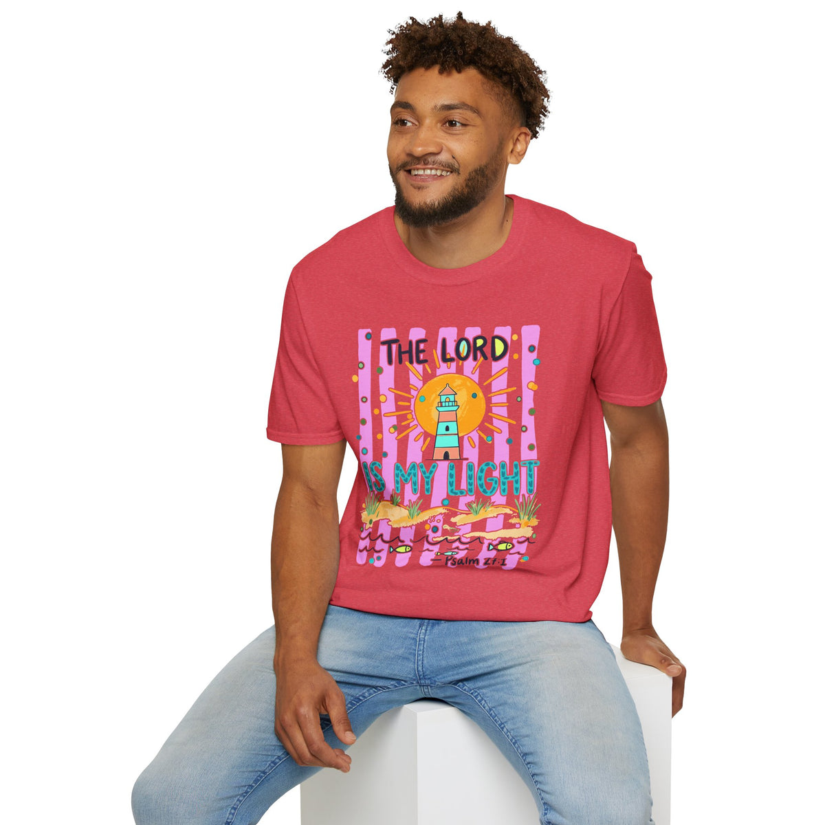 The Lord Is My Light Lighthouse Christian T-Shirt — Psalm 27:1  Inspirational Tee