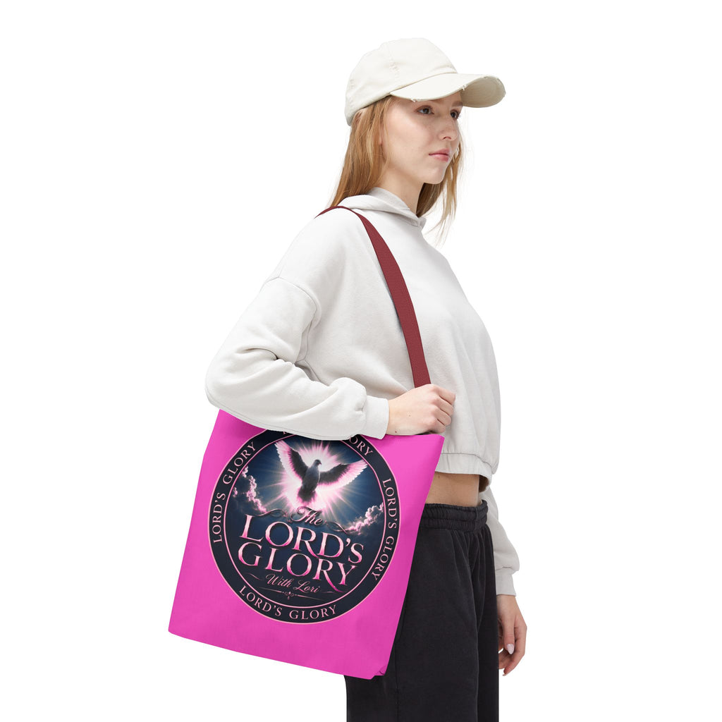 Religious Tote Bag - "The Lord's Glory with Lori" Pink All-Over-Print Christian Tote