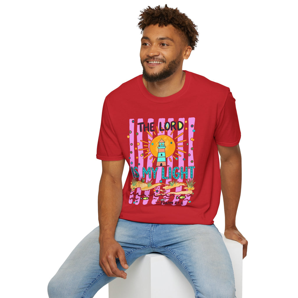The Lord Is My Light Lighthouse Christian T-Shirt — Psalm 27:1  Inspirational Tee