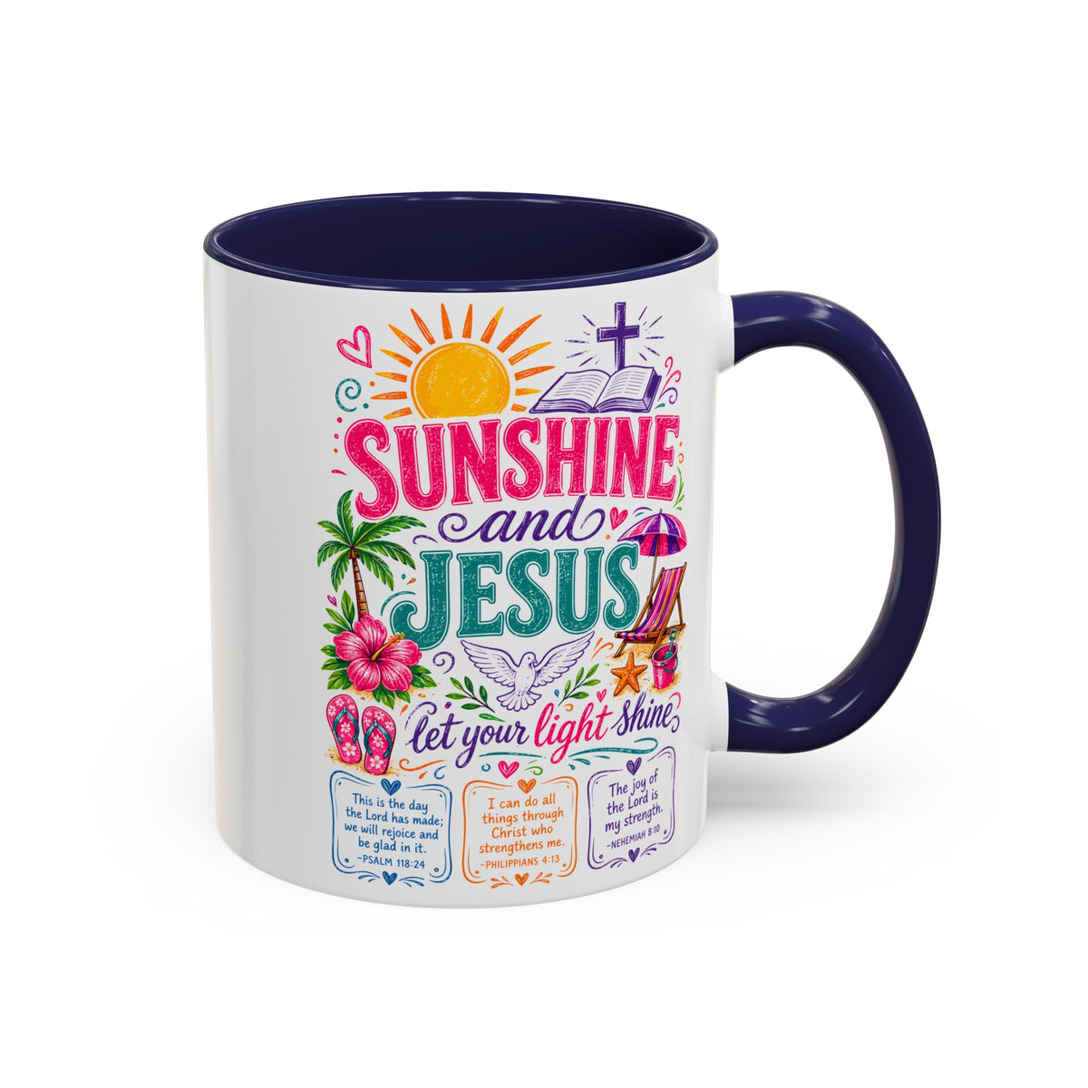 Sunshine and Jesus Coffee Mug — Faith-Inspired Beach Vibe Accent Mug (11/15oz)