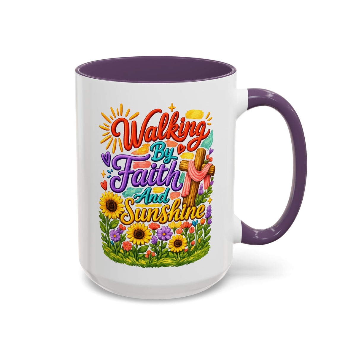 Walking by Faith and Sunshine Inspirational Coffee Mug