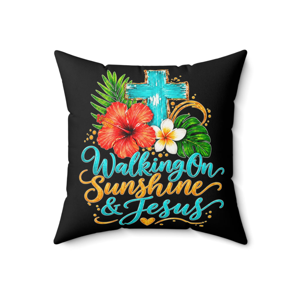Walking on Sunshine Faux Suede Square Pillow