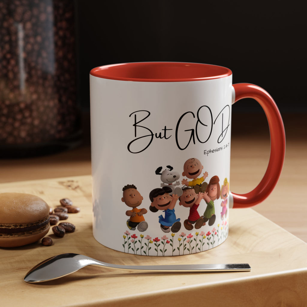 But God Scripture Coffee Mug — Genesis 50:20 Inspirational Heart Accent Mug (11/15oz)