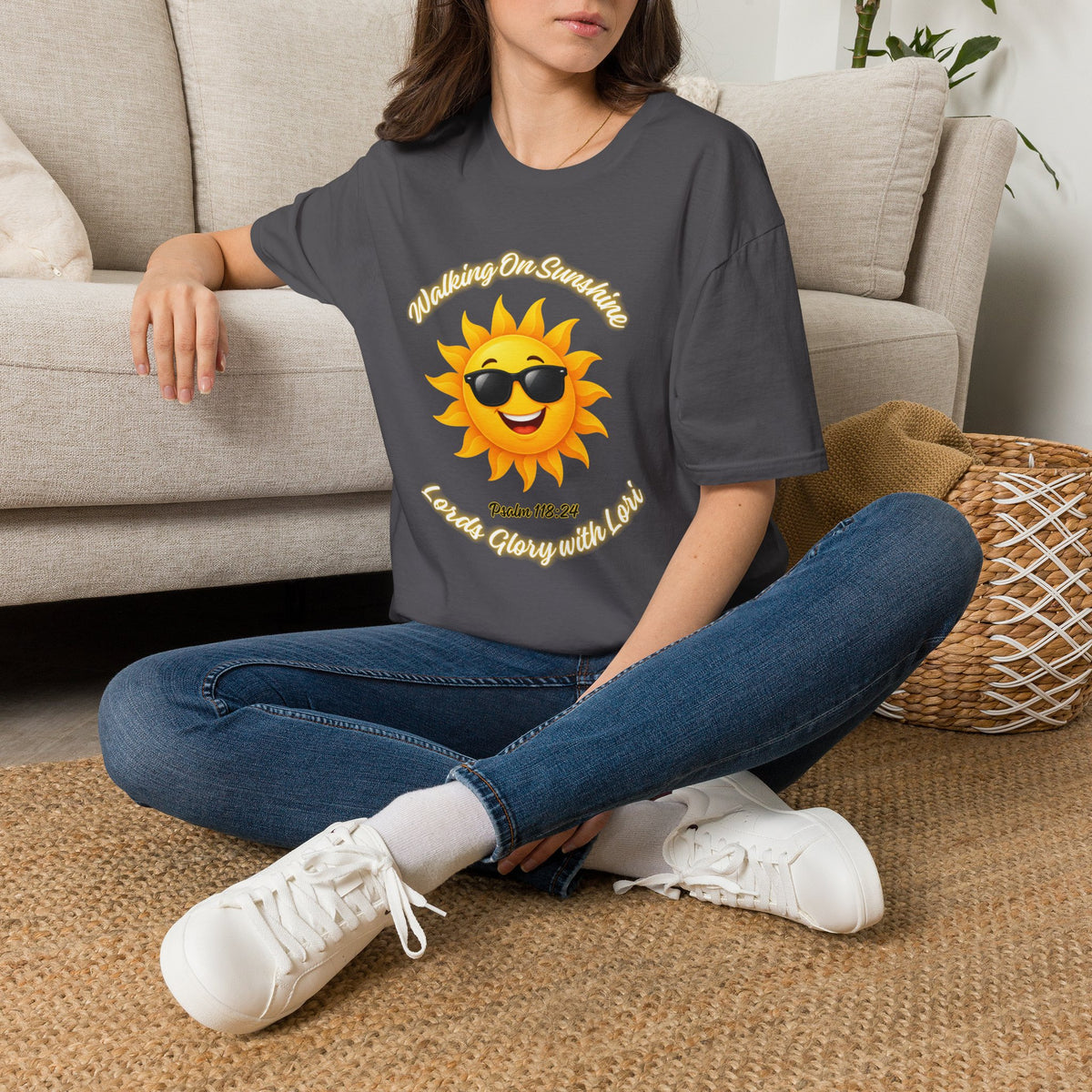 Sunshine Smiles T-Shirt — Sunglasses Sun with Psalm 118:24 Inspirational Tee