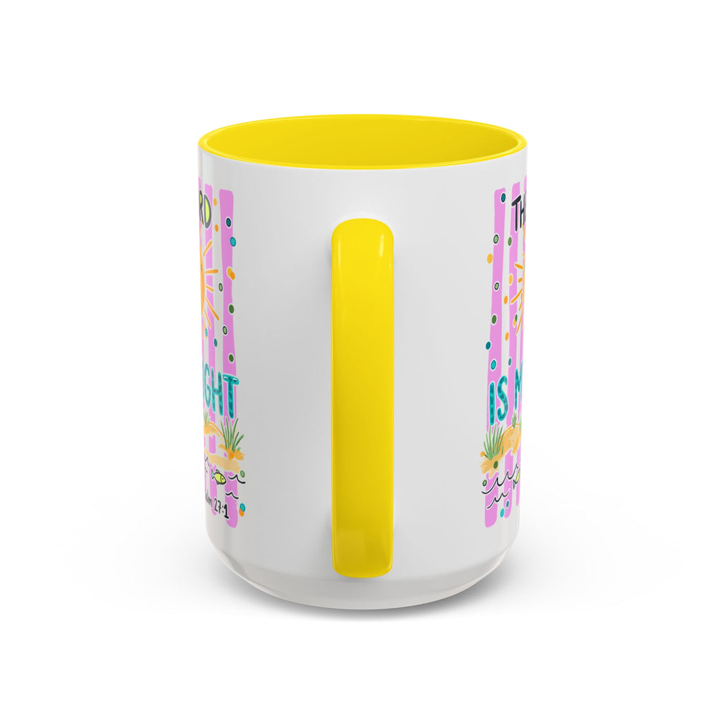 Christian Coffee Mug - "The Lord Is My Light" Lighthouse Psalm 27:1 Accent Mug